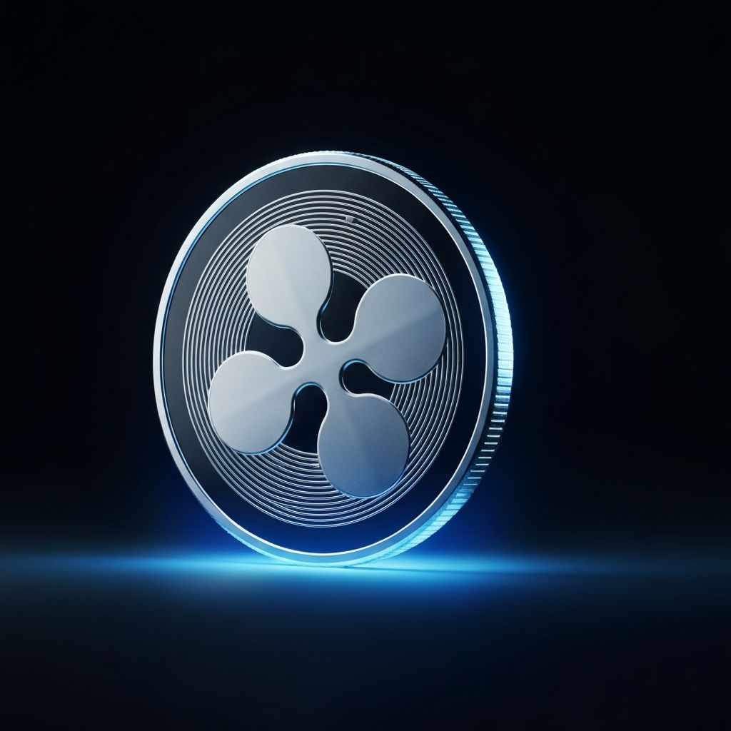 XRP Ripple kriptovaluta coin s plavim osvjetljenjem