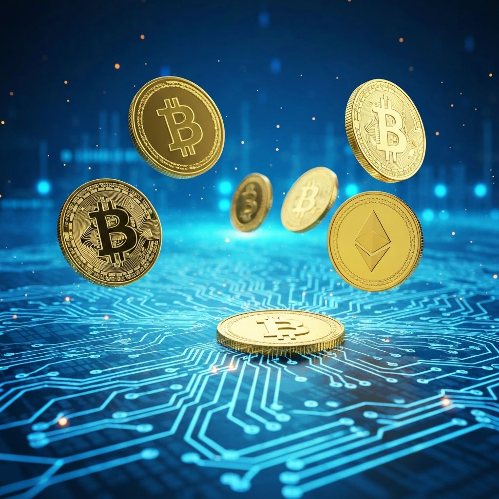 Bitcoin i Ethereum kriptovalute s blockchain mrežom u pozadini