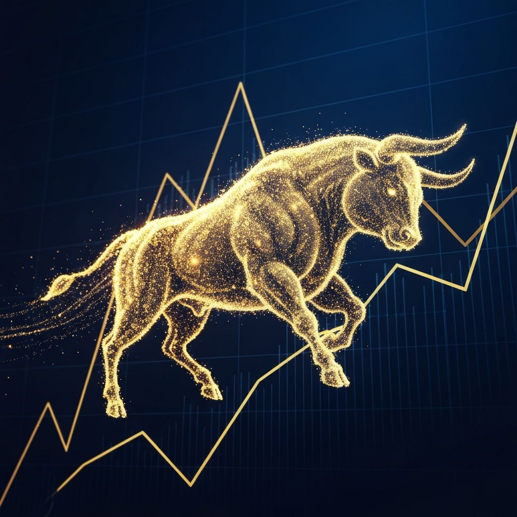 Bull market koncept s rastućim grafovima kripto tržišta